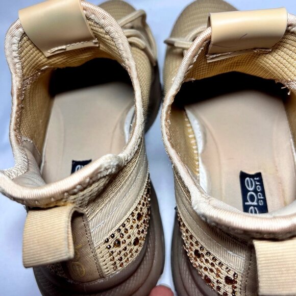 Bebe Sport Analia Women's Gold/Tan/Rhinestone Sneakers-Slip On-Sz.8 1/2-Comfy - Picture 8 of 16